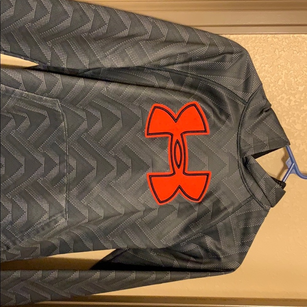 Boys hoodie, Black Grey and orange Logo.